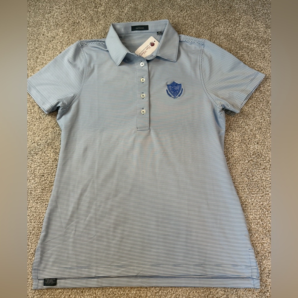 NEW! Women’s Turtleson Blue Striped Polo Shirt- Medium